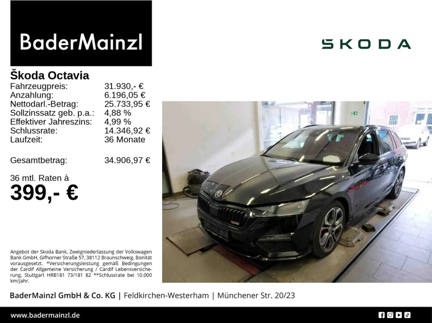 Skoda Octavia Combi RS 2.0 TDI DSG Pano HUD Canton ACC Schwarz - 1
