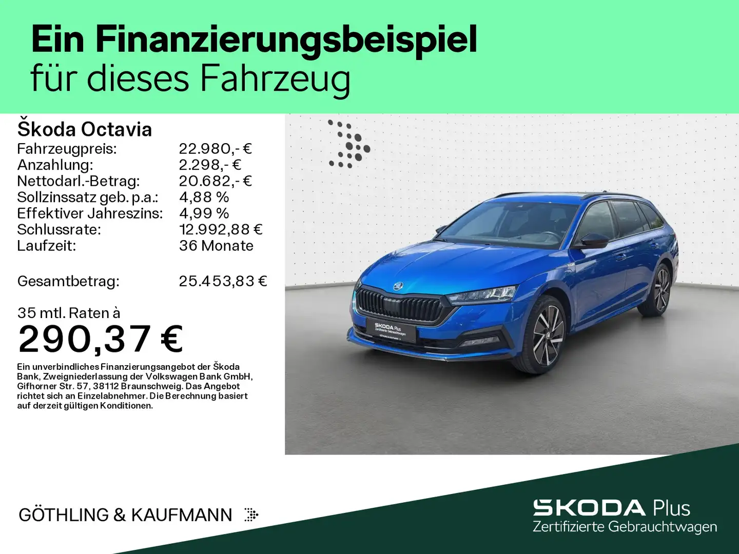 Skoda Octavia iV Combi Sportline 1.4TSI *NAVI*ACC*HUD* Blau - 2