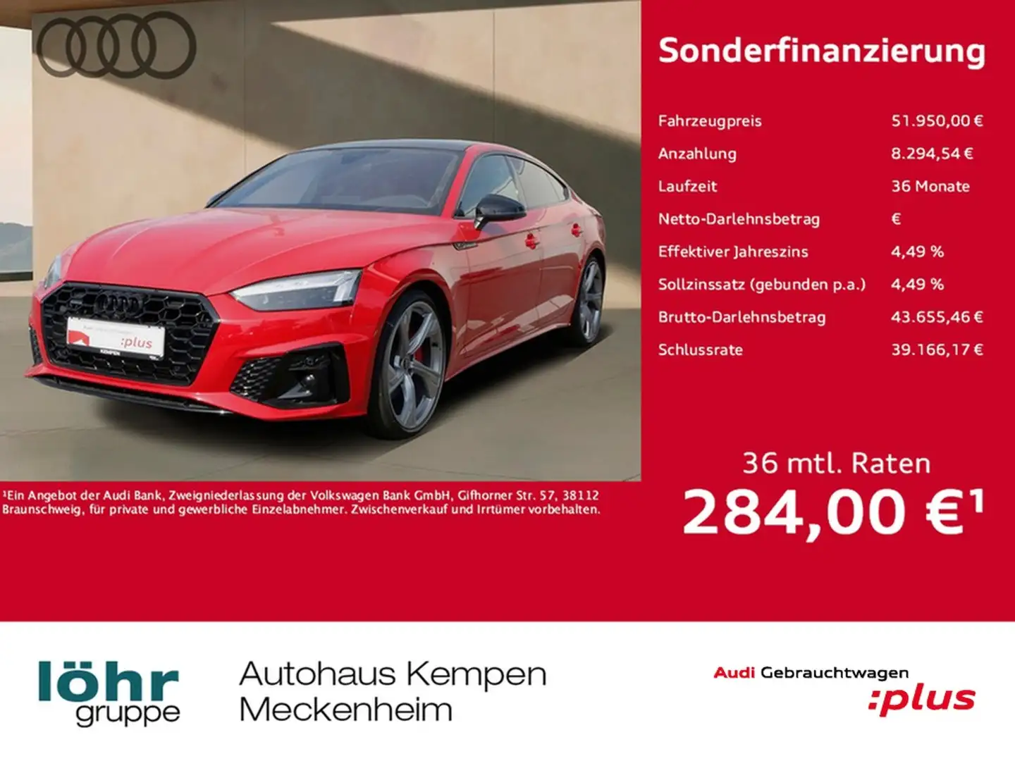 Audi A5 Sportback 45 TFSI S line Competition Pano AHK 3... Rot - 1