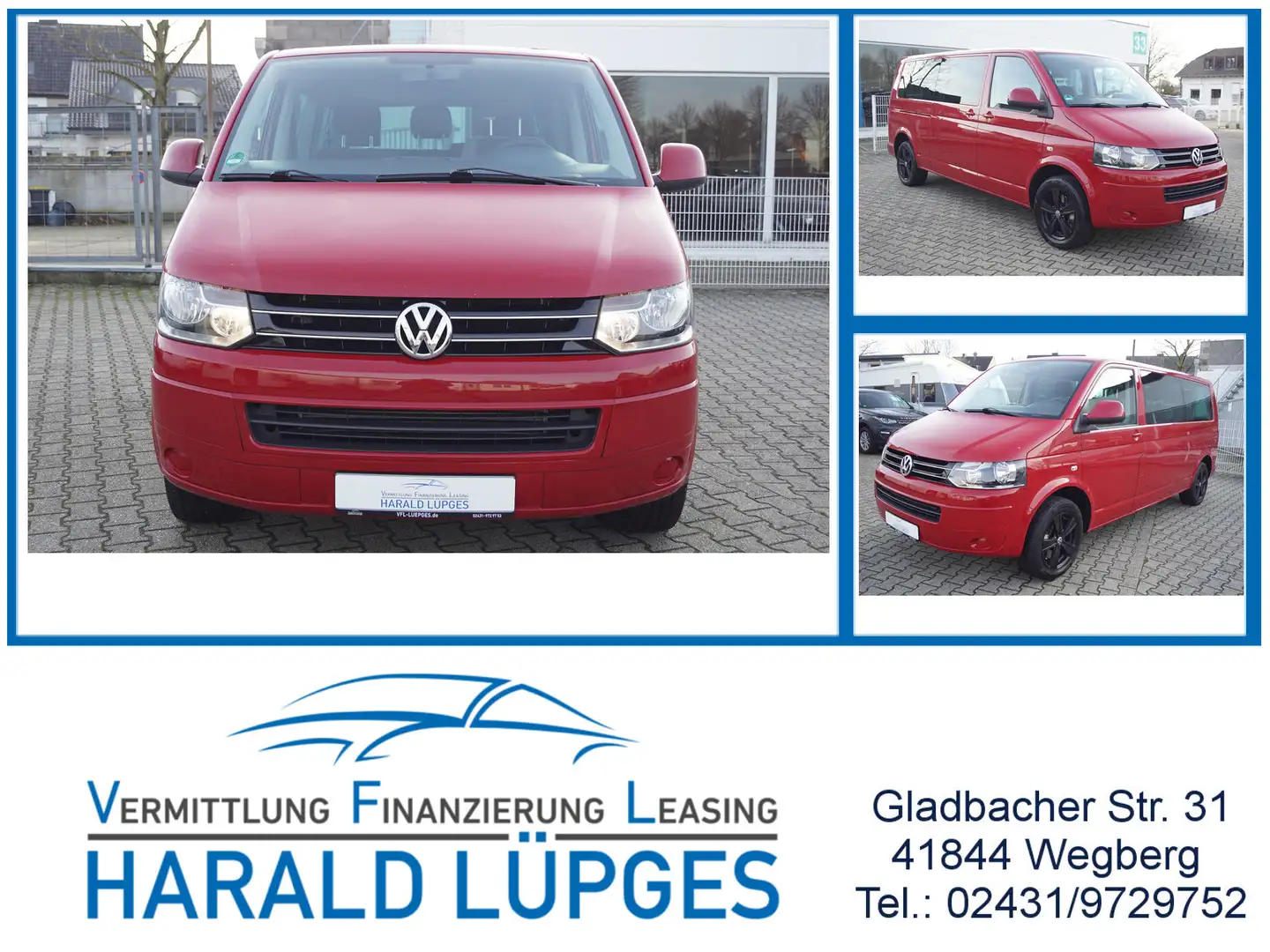 Volkswagen T5 Caravelle Comfort. lang, 4-Motion, 7-Sitzer Rouge - 1