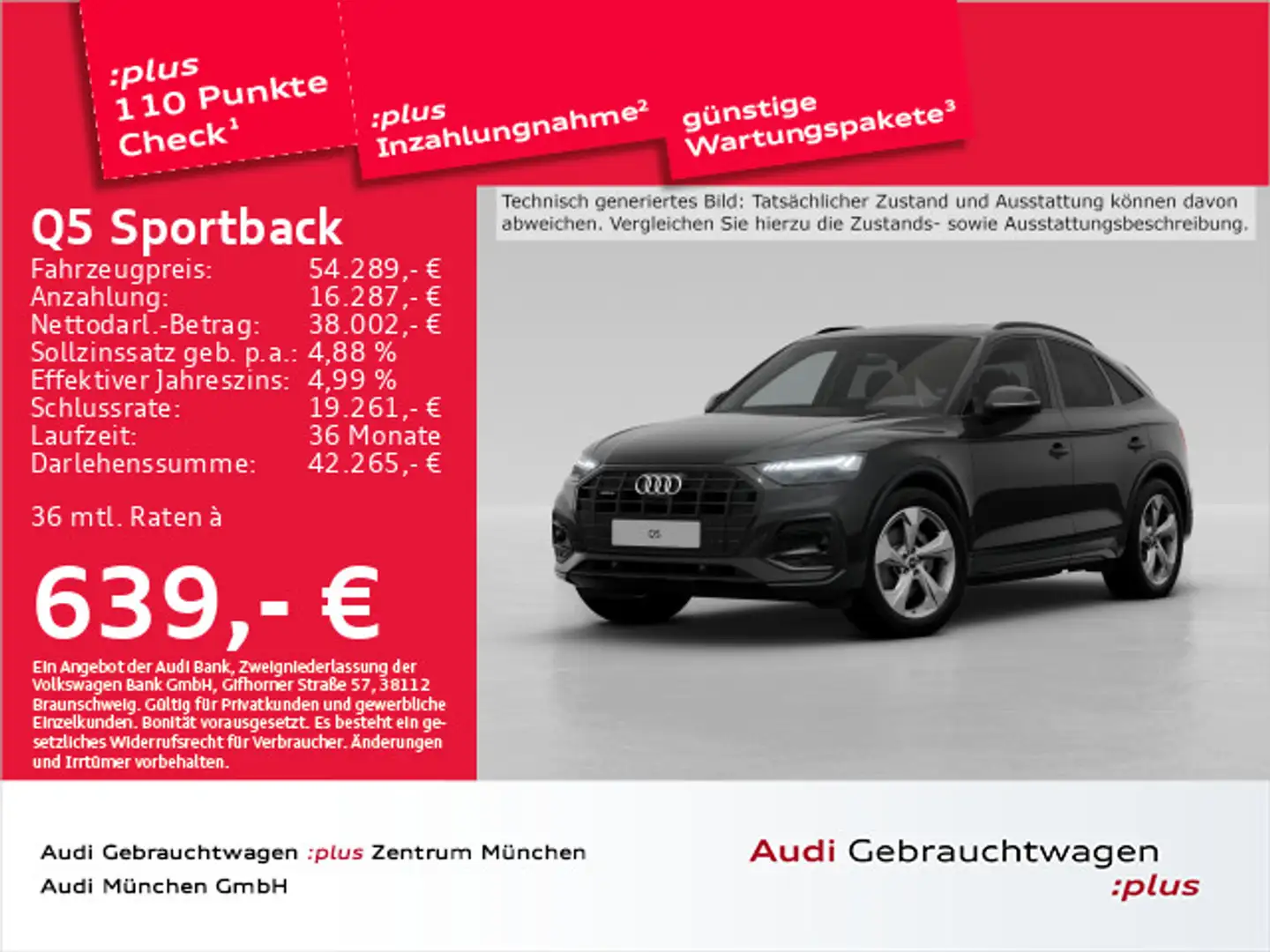 Audi Q5 45 TFSI qu. S tronic advanced Pano/ Schwarz - 1