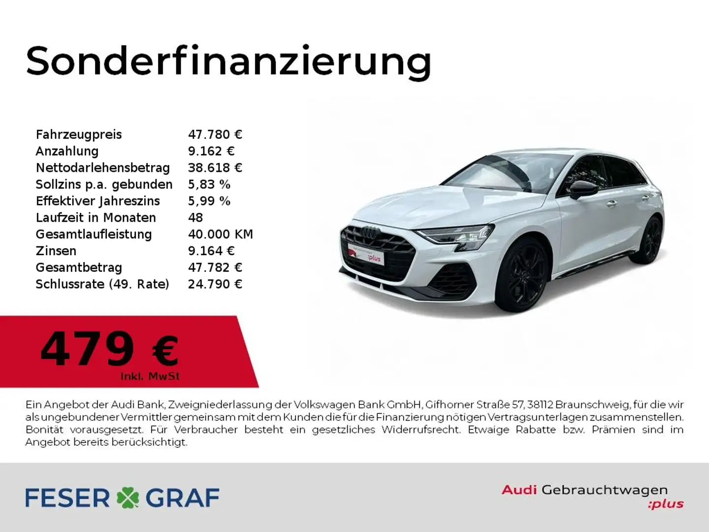 Audi S3 Sportback 2.0 TFSI quattro-Sonos/Sport-AGA/SHZ Weiß - 1