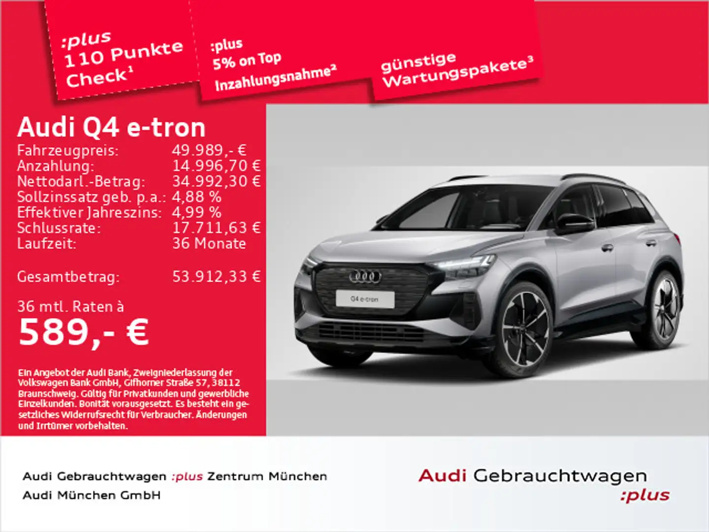 Audi Q4 e-tron 45 advanced 21"Zoll/AHK/Wärmep./Matrix Silber - 1