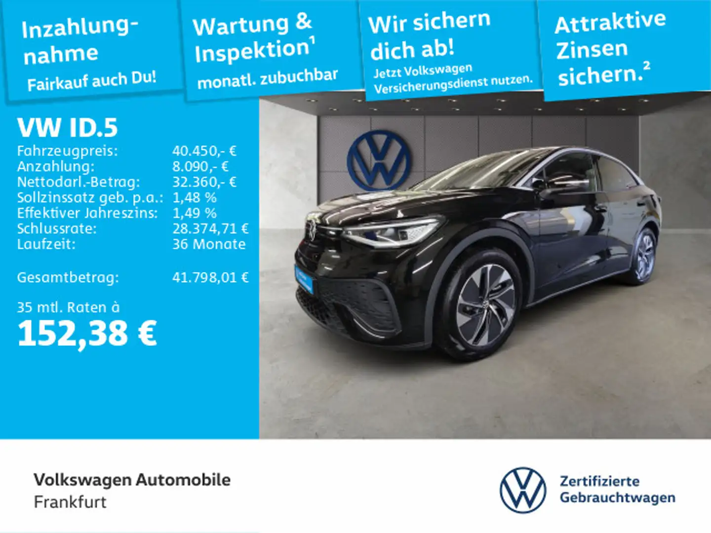 Volkswagen ID.5 Pro mit Entertainment-Paket Navi Digitaler Schwarz - 1
