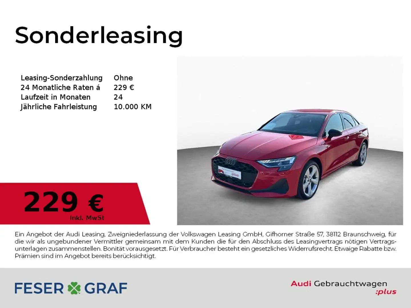 Audi A3 Limousine 30 TFSI 6 Gang - NAVI - LED - SONOS Rot - 1
