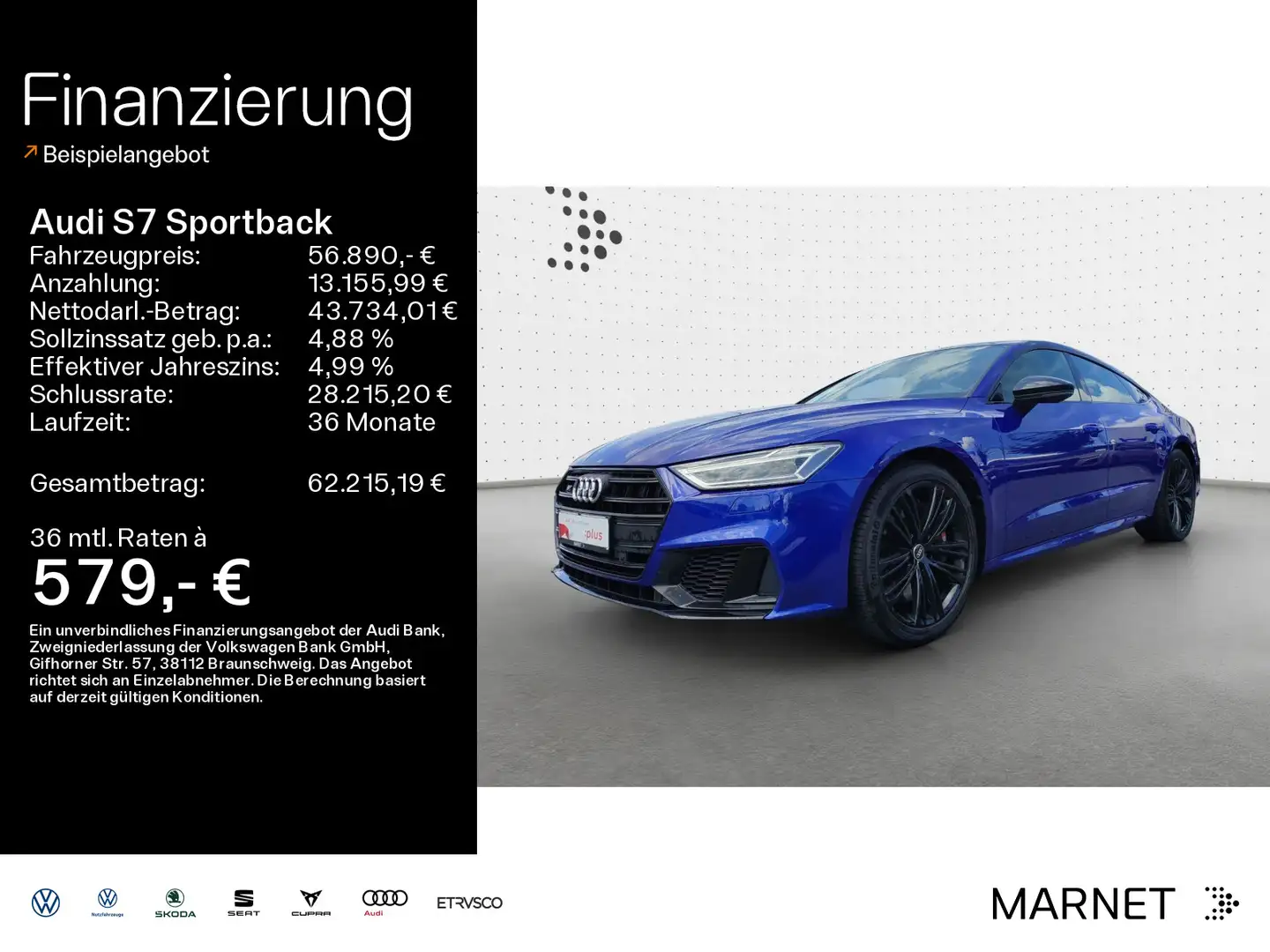 Audi S7 TDI quattro S line*Navi*LED*Alu*AHK Bleu - 1