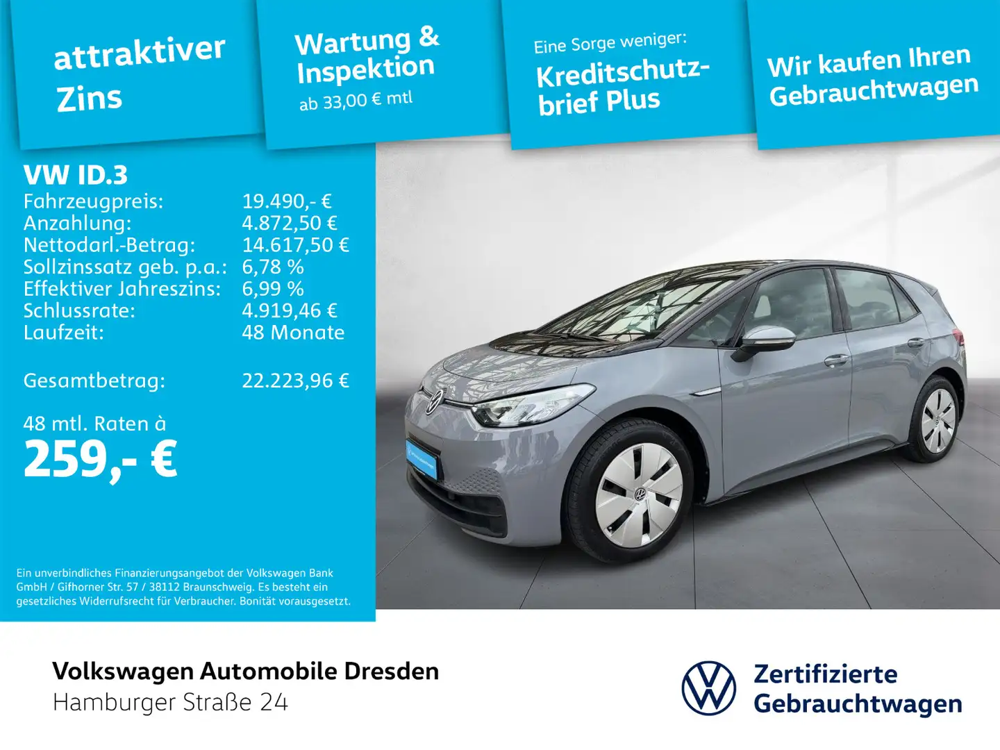Volkswagen ID.3 Pure Performance LED APP WÄRMEPUMPE Grau - 1