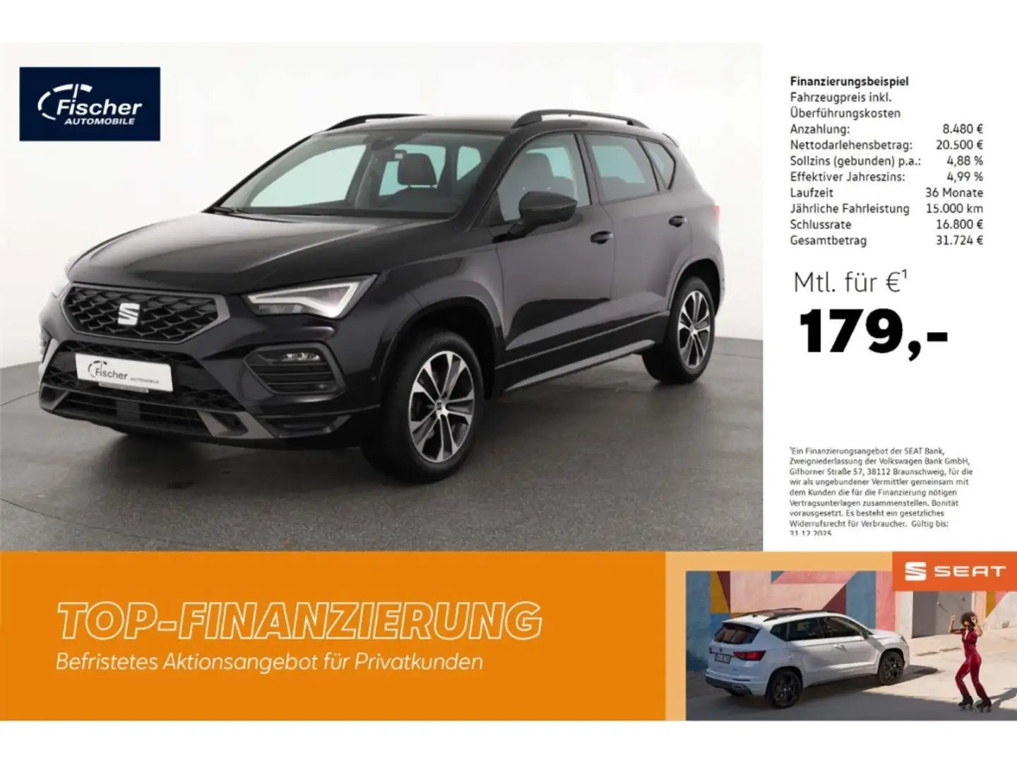 SEAT Ateca 2.0 TDI DSG FR NAV/LED/el.Klappe/KAMERA/SH Schwarz - 1