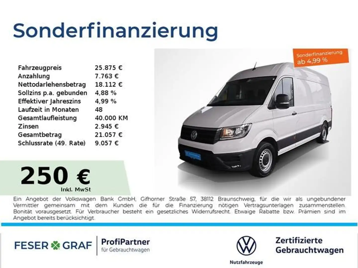 Volkswagen Crafter 2.0 TDI Kasten MR Hochdach Luft-Sthzg. Weiß - 1