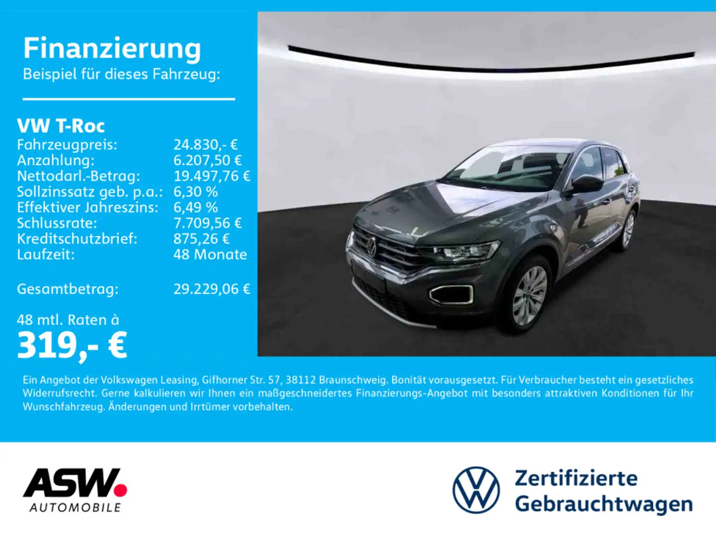 Volkswagen T-Roc Sport 1.5 TSI DSG LED PDC ACC SHZ Stdhzg Grau - 1