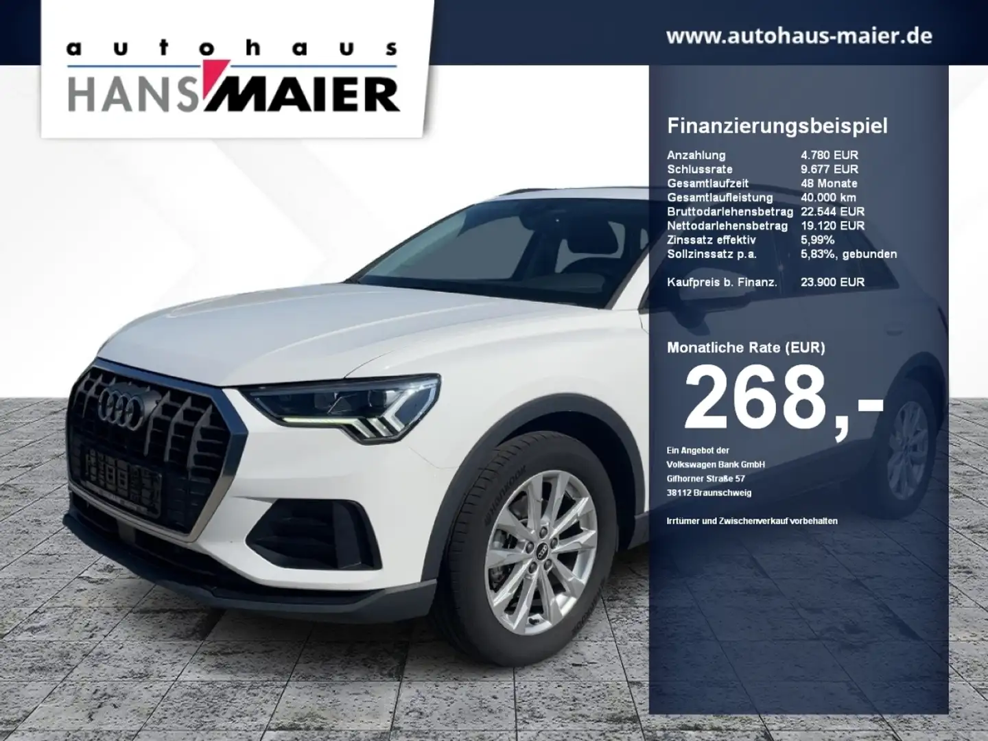 Audi Q3 TFSI basis 6-Gang Navi AHK Pano LED LM 18 PDC Weiß - 1