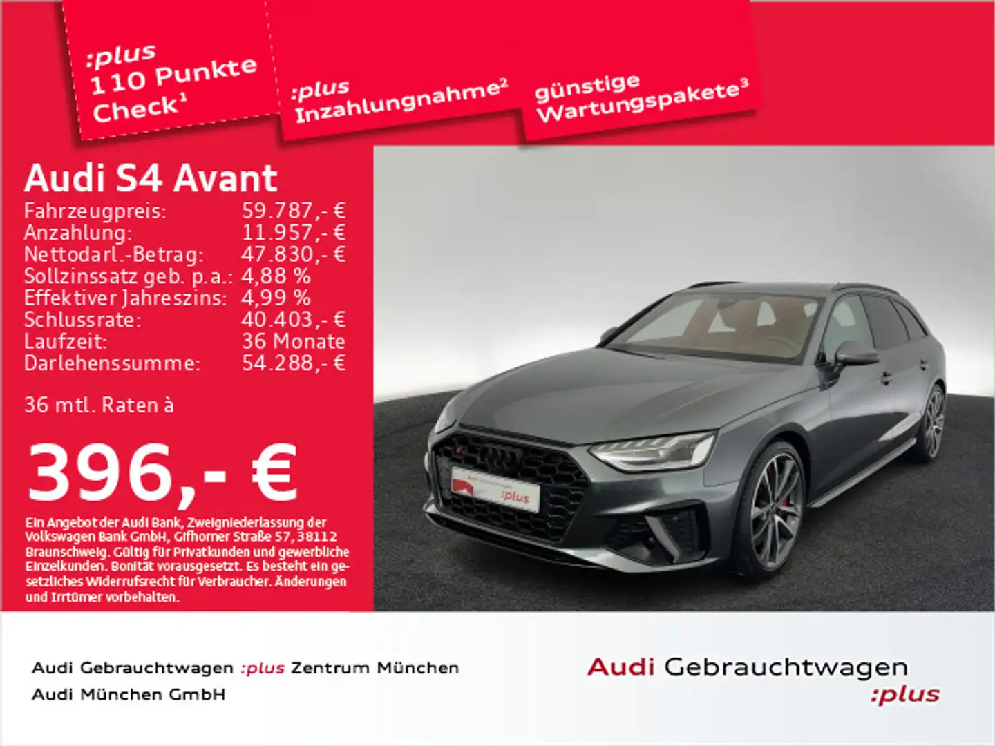 Audi S4 TDI tiptr. Pano/AHK/Virtual+/B&O/HuD Grau - 1
