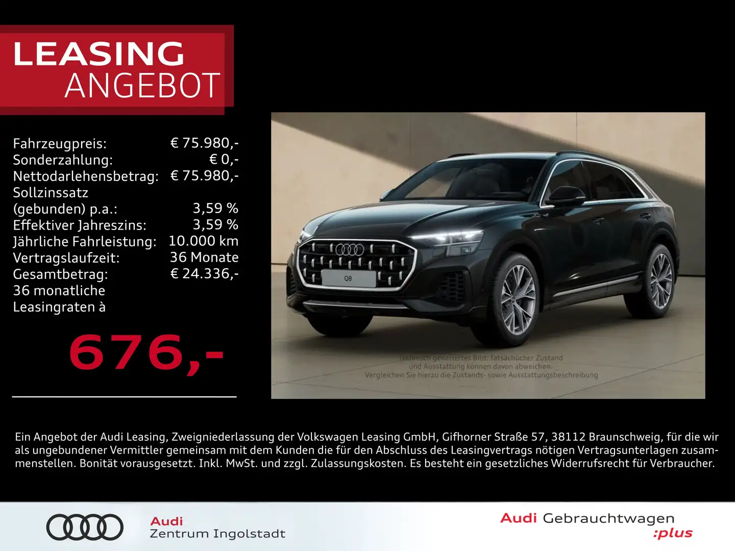 Audi Q8 55 TFSI e qu S line MATRIX Luft HuD B&O 21" Schwarz - 1