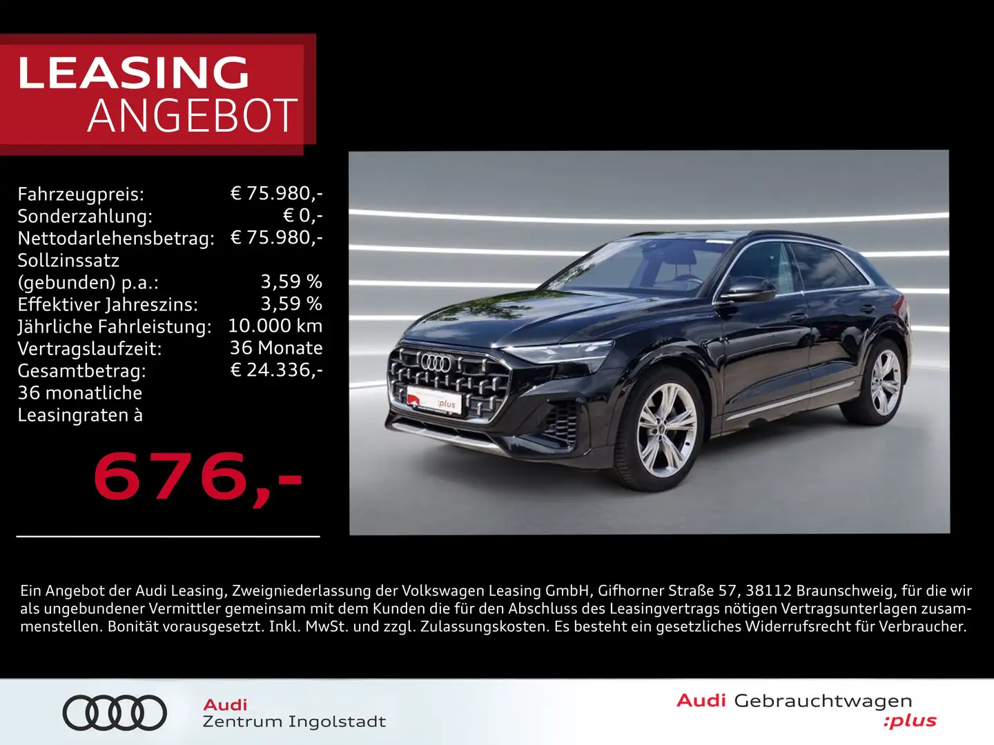 Audi Q8 55 TFSI e qu S line MATRIX Luft HuD B&O 21" Schwarz - 1