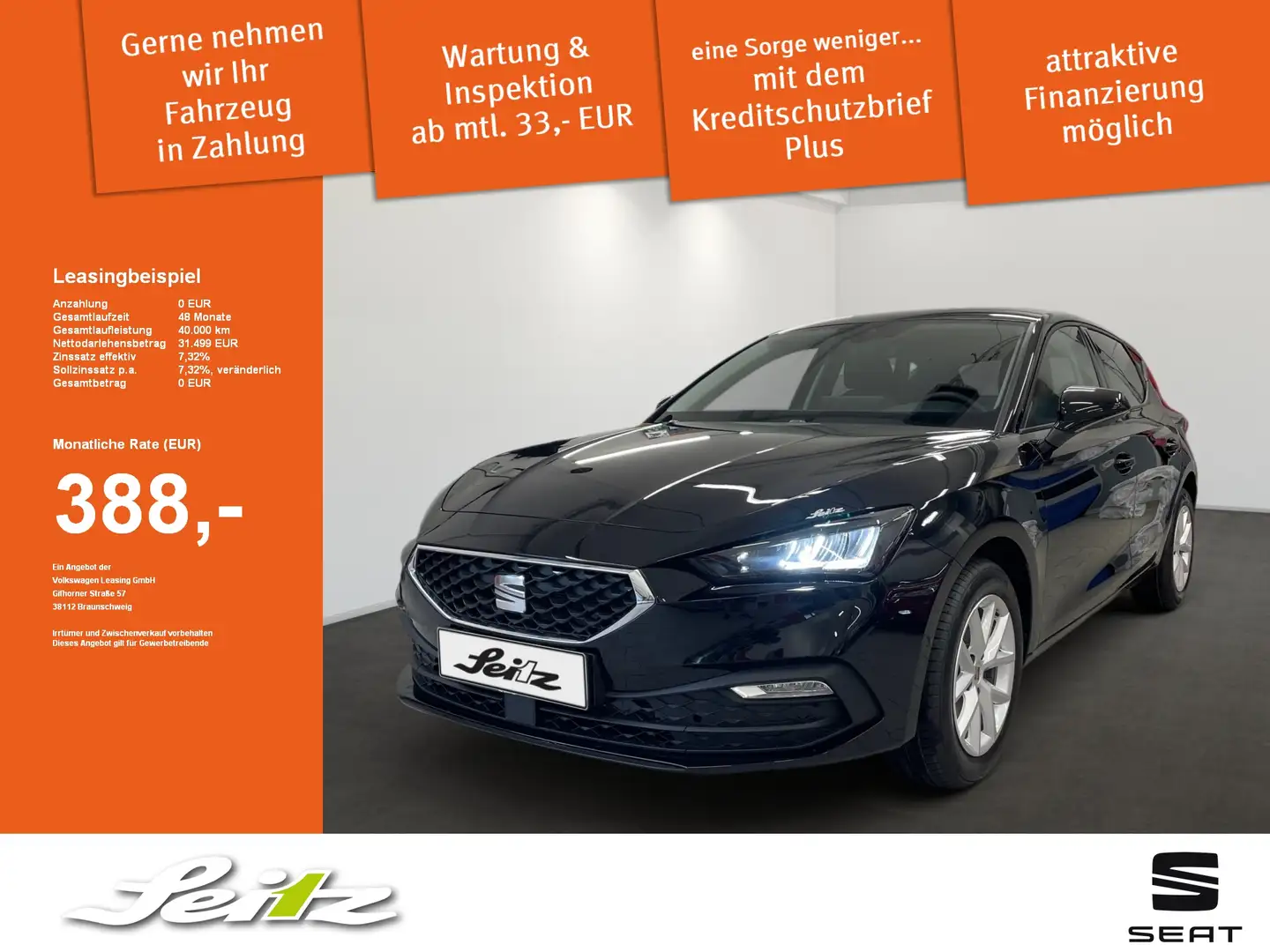 SEAT Leon 1.5 eTSI Style *NAVI*KAMERA*SITZH* Schwarz - 1