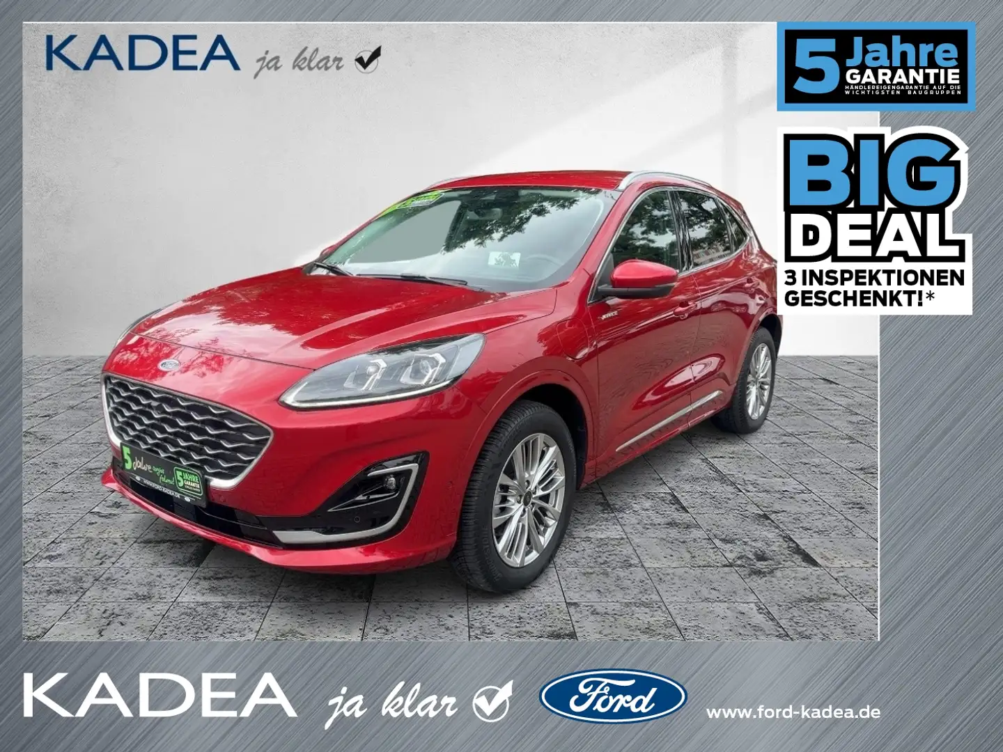 Ford Kuga 2.5 PHEV Vignale ACC*KAM*LED*HUD*TWA*Leder Rood - 1