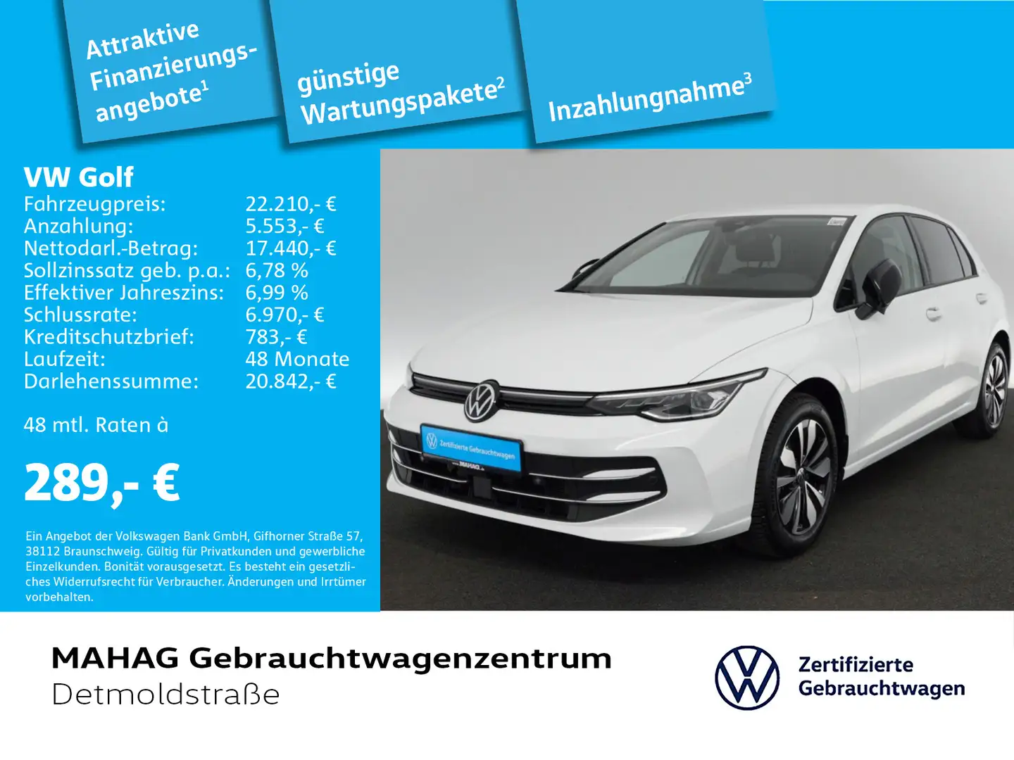 Volkswagen Golf VIII 1.5 TSI Goal AHK LED Navi ParkPilot Ap Bianco - 1