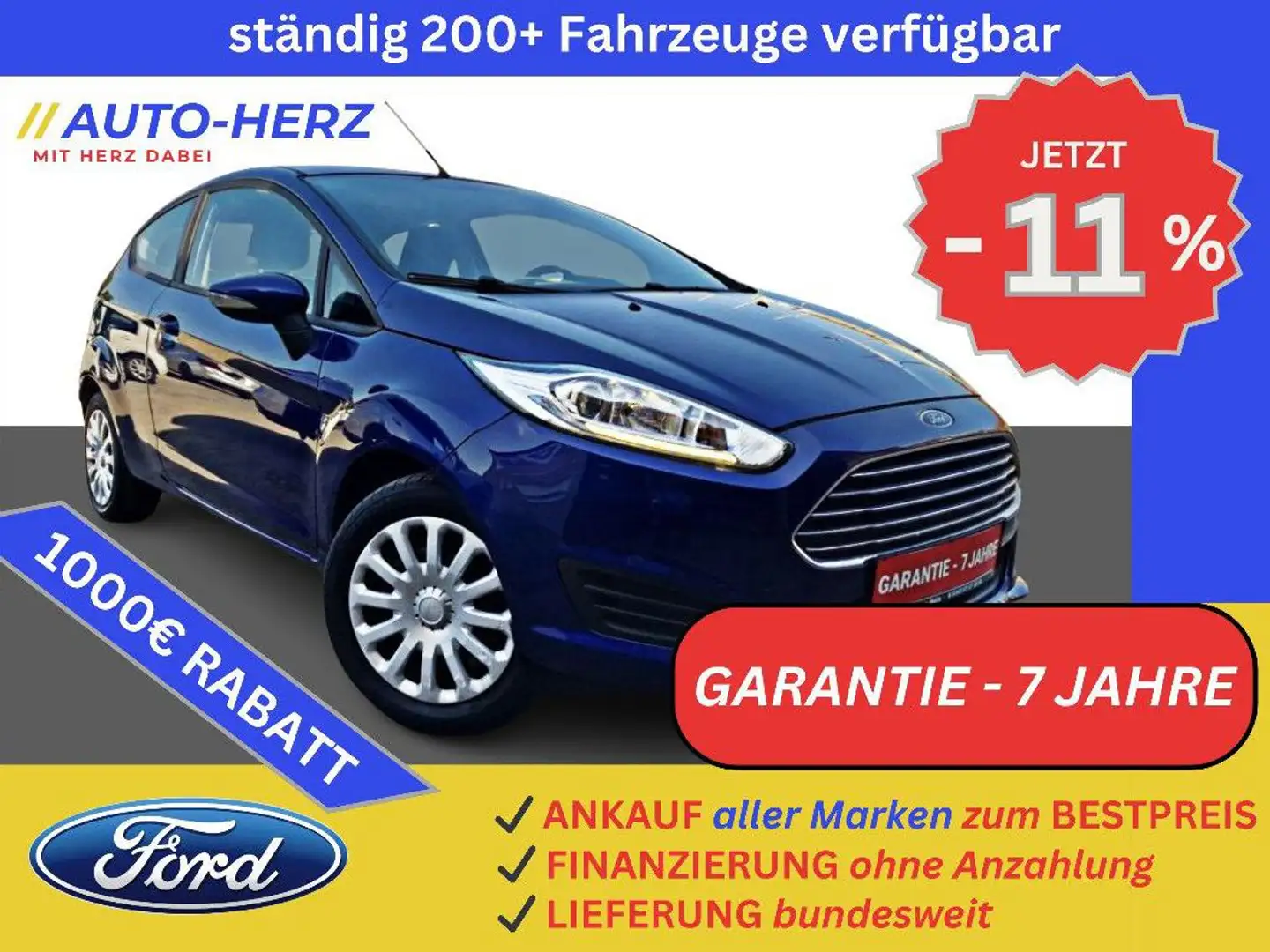 Ford Fiesta Klima+PDC+Sitzheizung+Navi+CarPlay Blau - 1
