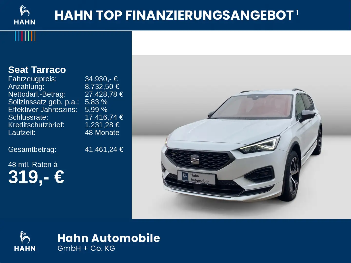 SEAT Tarraco 2.0 TDI FR 4Drive AHK SHZ CAM PDC Weiß - 2