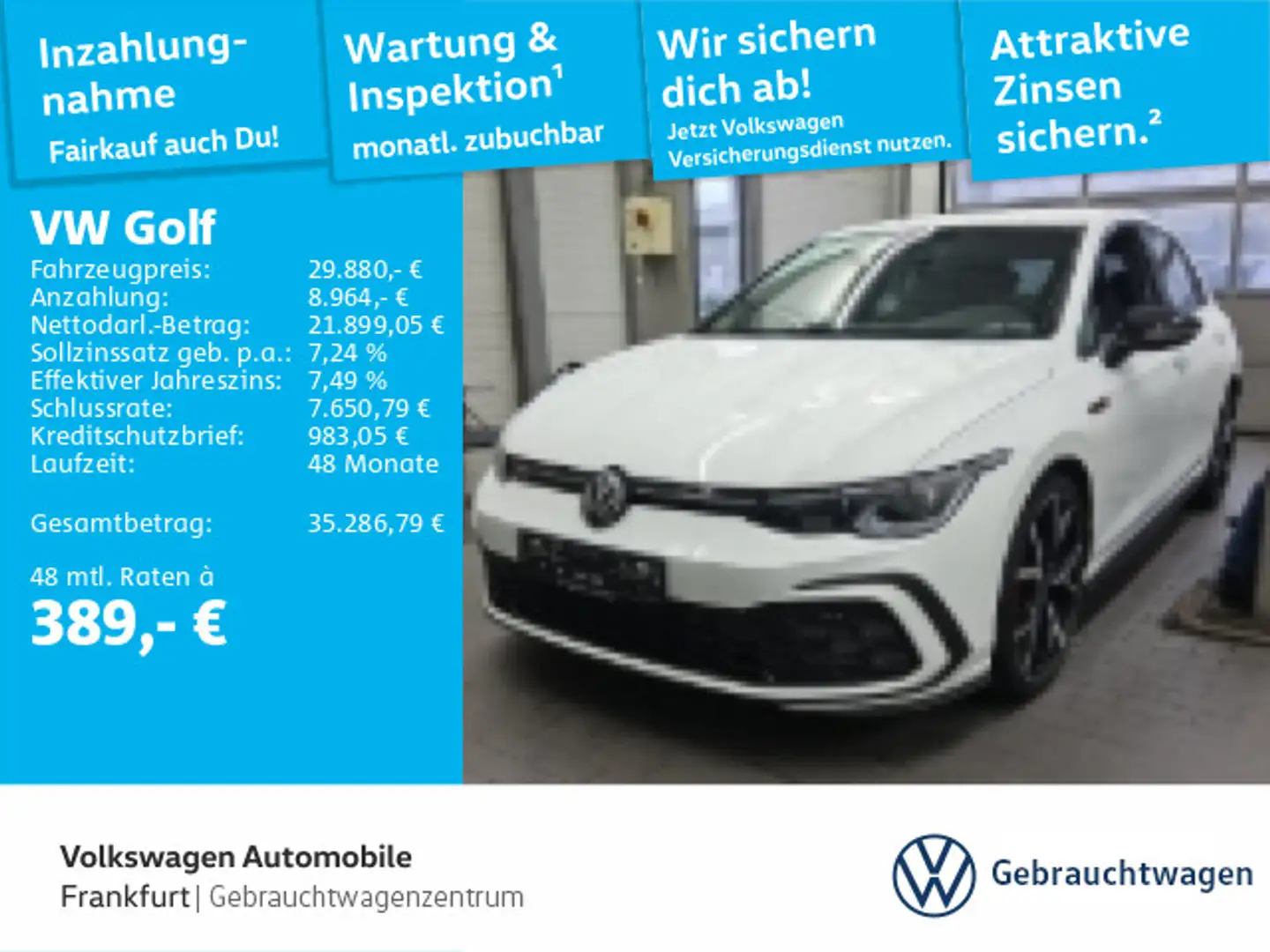 Volkswagen Golf GTI Golf VIII 2.0 TSI DSG GTI Navi IQ.Light DAB+ Fro Weiß - 1