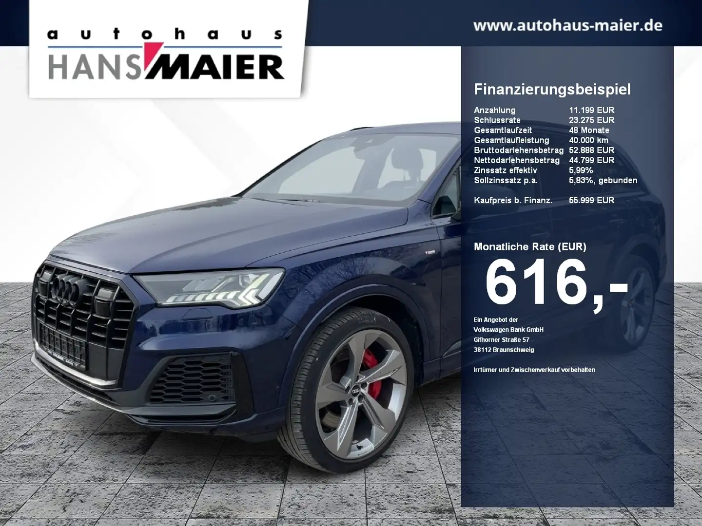 Audi Q7 S line  TFSI e Pano Luft AHK B&O Matrix VC Blau - 1