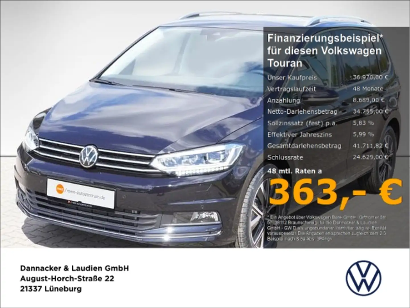 Volkswagen Touran Highline 1,5 l TSI OPF 150 PS 7-Gang-DSG Schwarz - 1