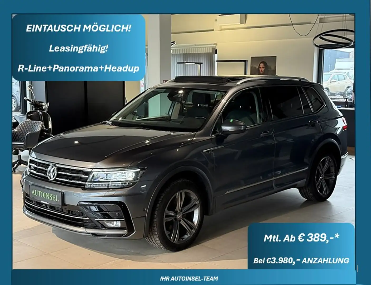 Volkswagen Tiguan Allspace R-Line 4Motion Head-Up+Panorama+Standheizung+AHK Grau - 1