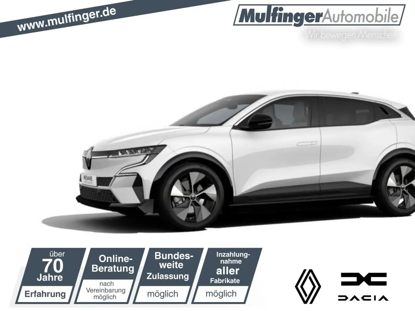 Renault Megane E-Tech Techno 220 Comfort Range LED SHZ Blanc - 1