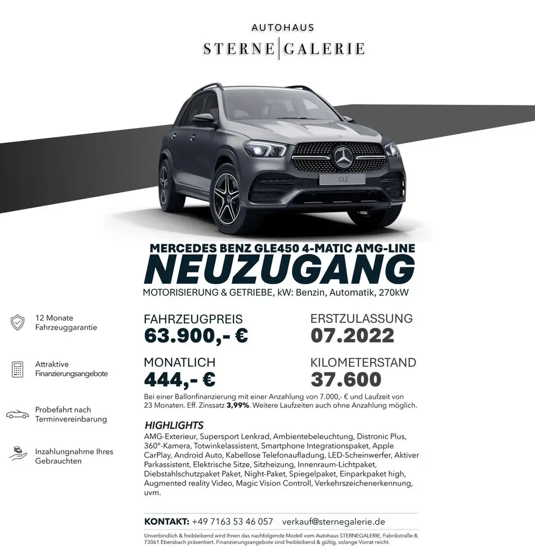 Mercedes-Benz GLE 450 4M/DISTRO+/360°/NIGHT/SITZH Sportp. LED Grau - 1
