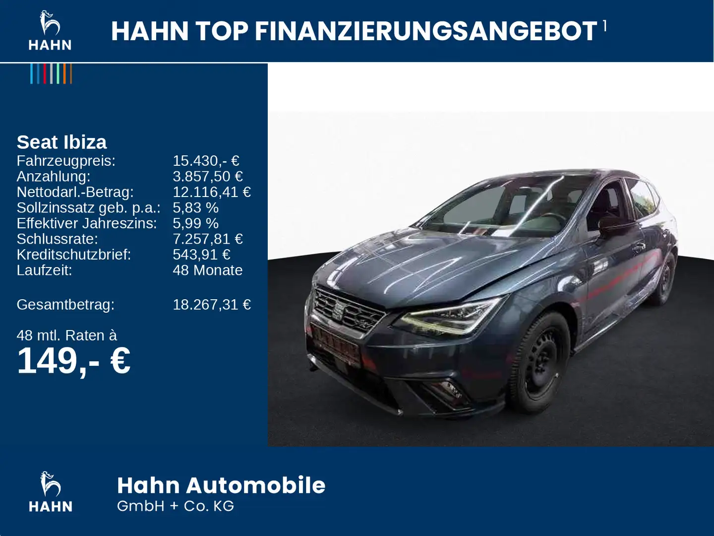 SEAT Ibiza 1.0TSI FR LED Beats Navi CAM APP Sitzh GRA Grau - 2