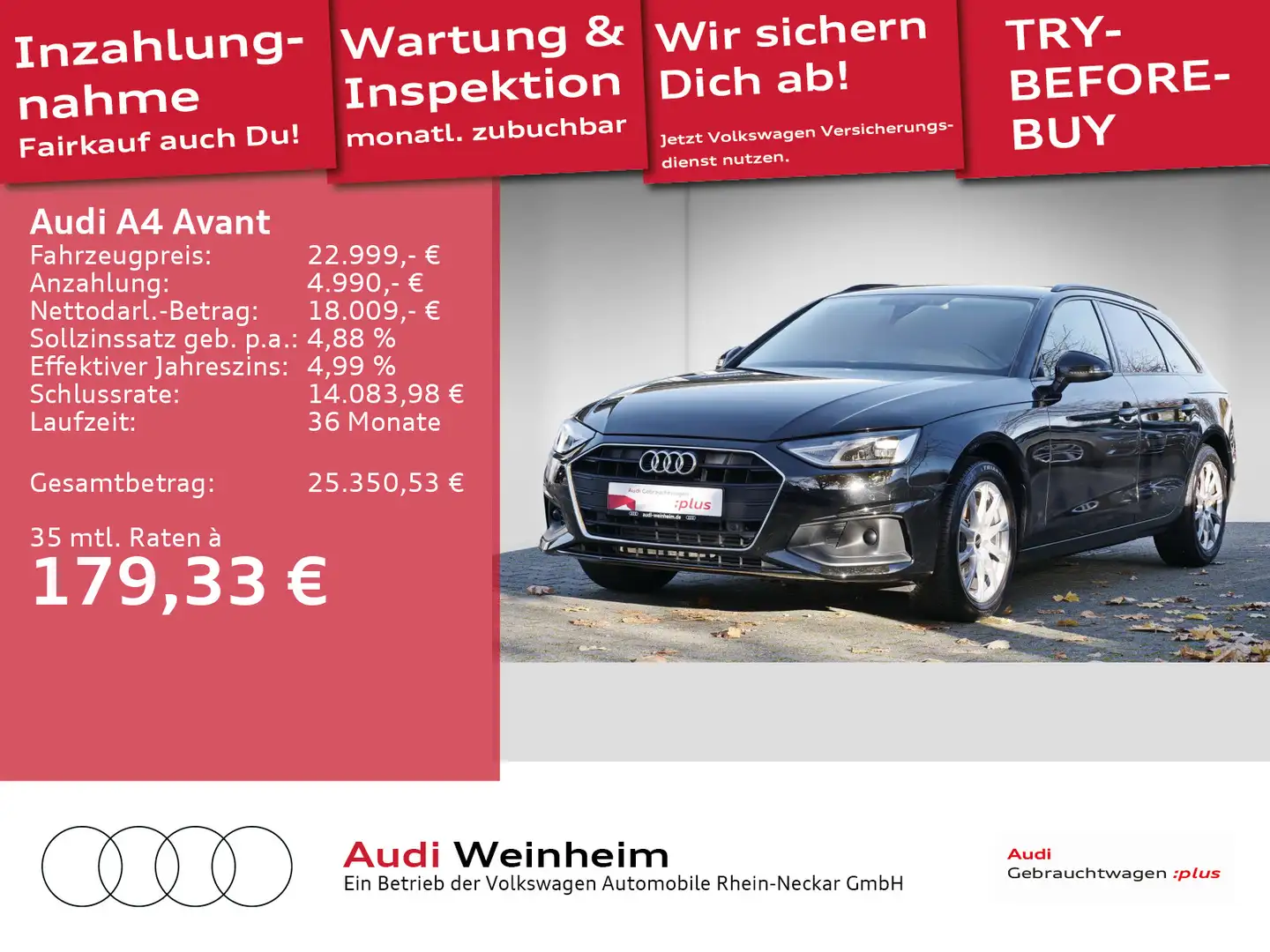 Audi A4 35 TFSI S-tronic LED Navi Einparkhilfe Schwarz - 1