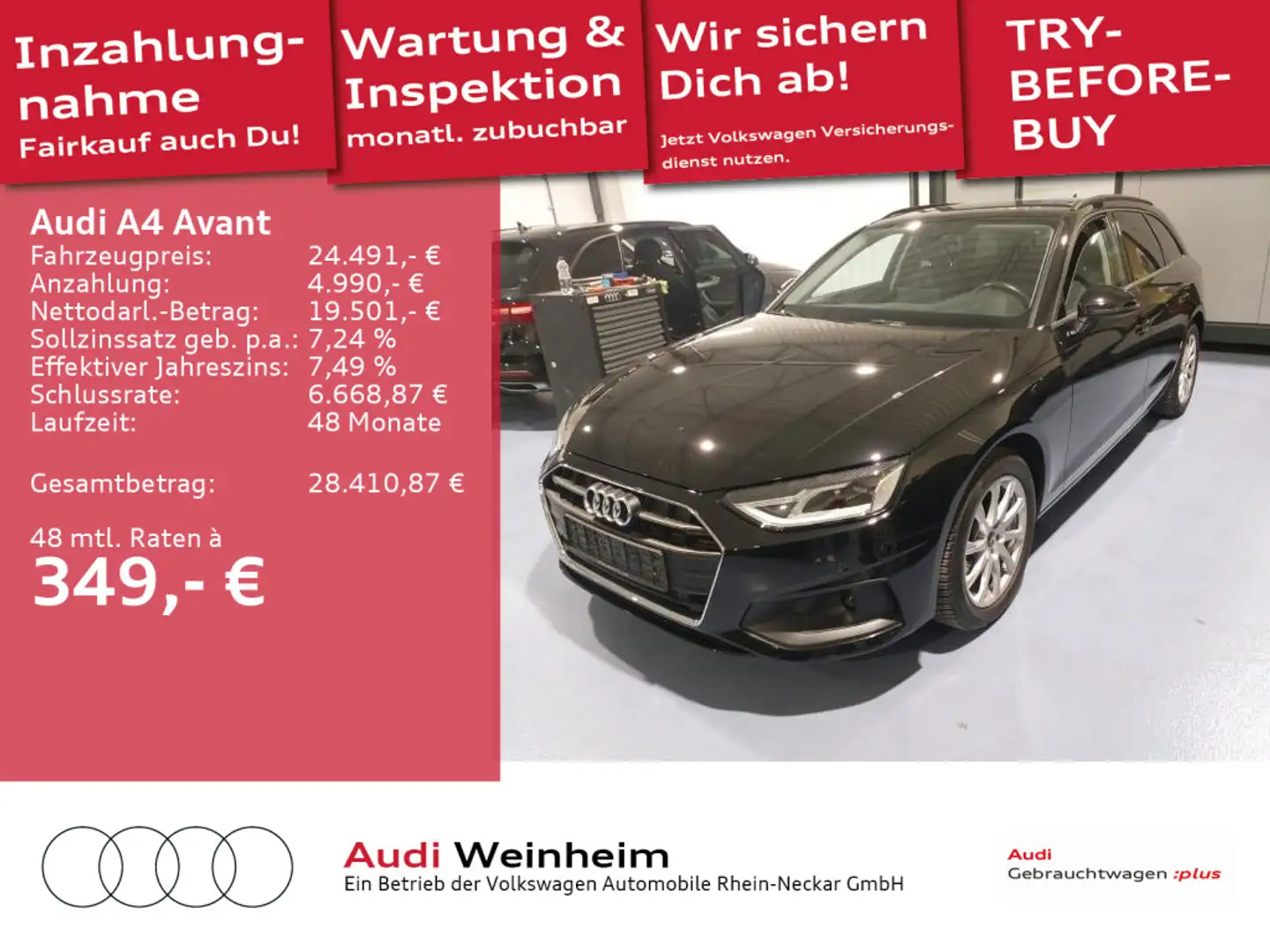 Audi A4 35 TFSI S-tronic LED Navi Einparkhilfe Schwarz - 1