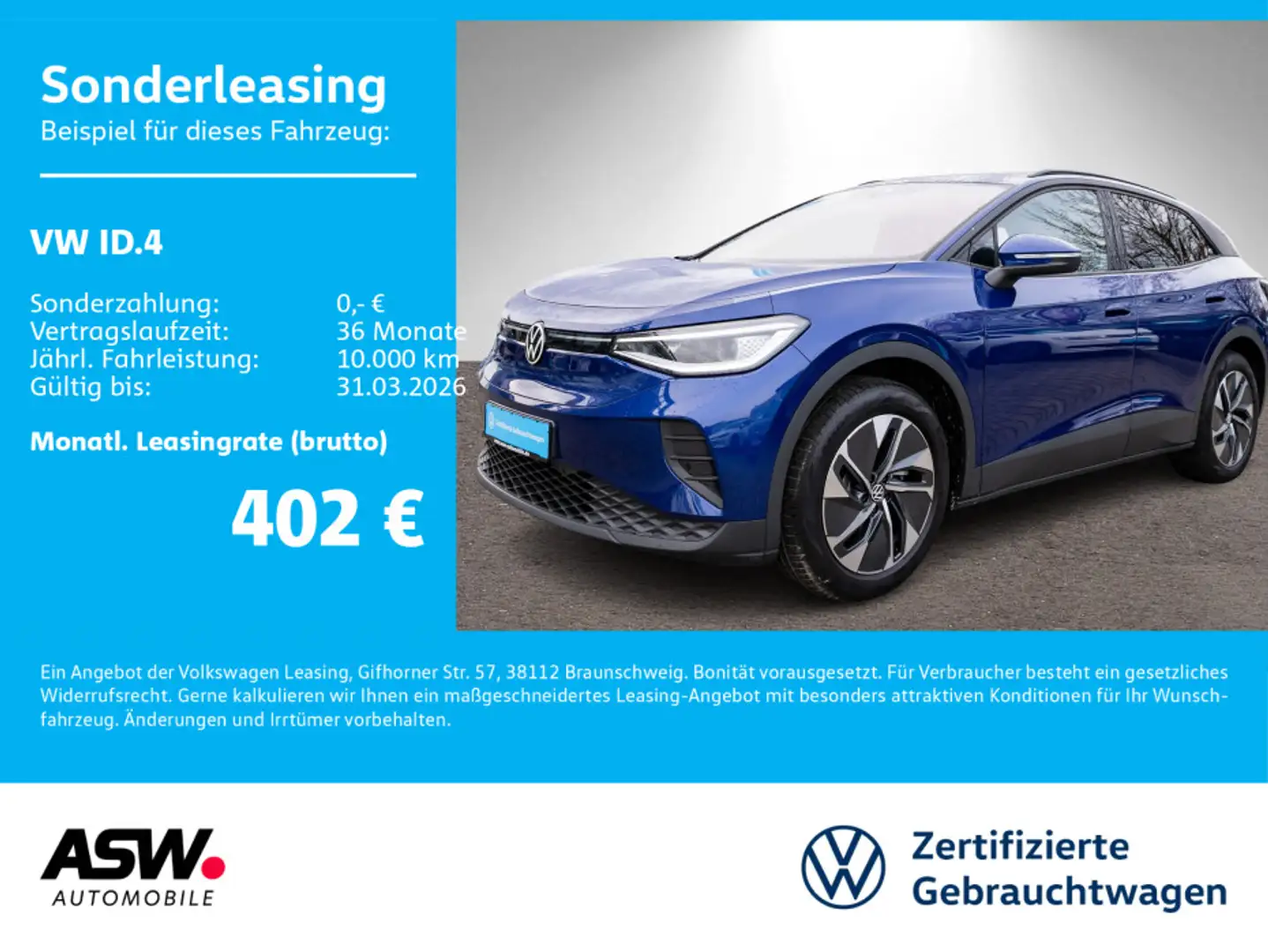 Volkswagen ID.4 Pure LED NAVI AHK WÄRMEPUMPE ACC PDC SHZ Blau - 1