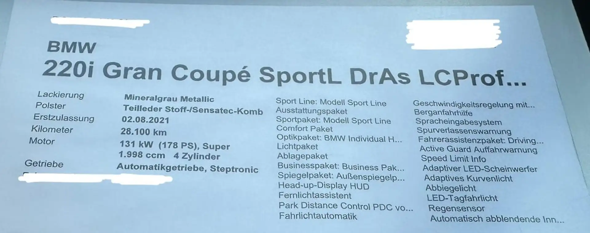 BMW 220 220i Gran Coupe Aut. Sport Line Grau - 2