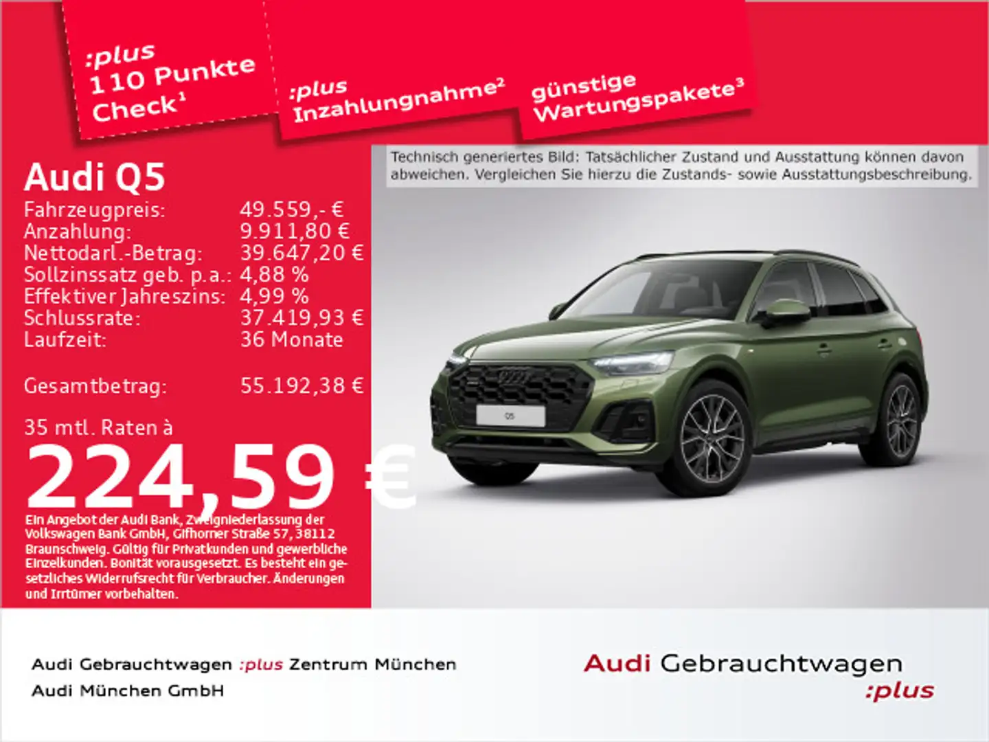 Audi Q5 40 TDI qu. S tronic 2x S line UPE:77" Pano/AH Grün - 1