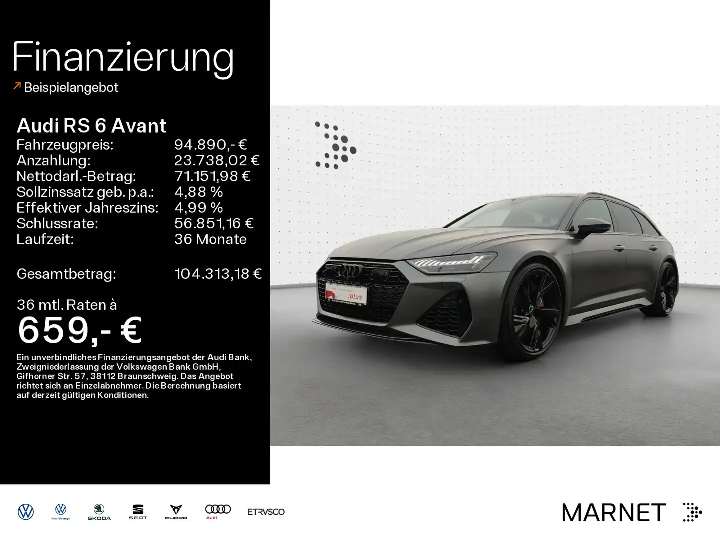 Audi RS6 quattro*Navi*Matrix*AHK*HUD*B&O*PDC*P Grau - 1