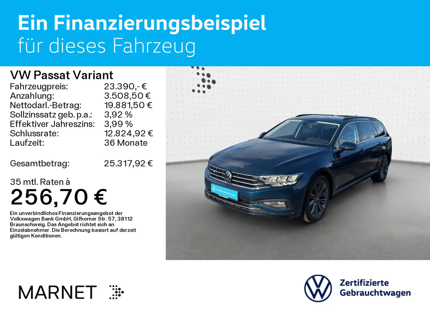 Volkswagen Passat Variant Business 2.0 TDI DSG Navi*AHK*Pan Bleu - 2