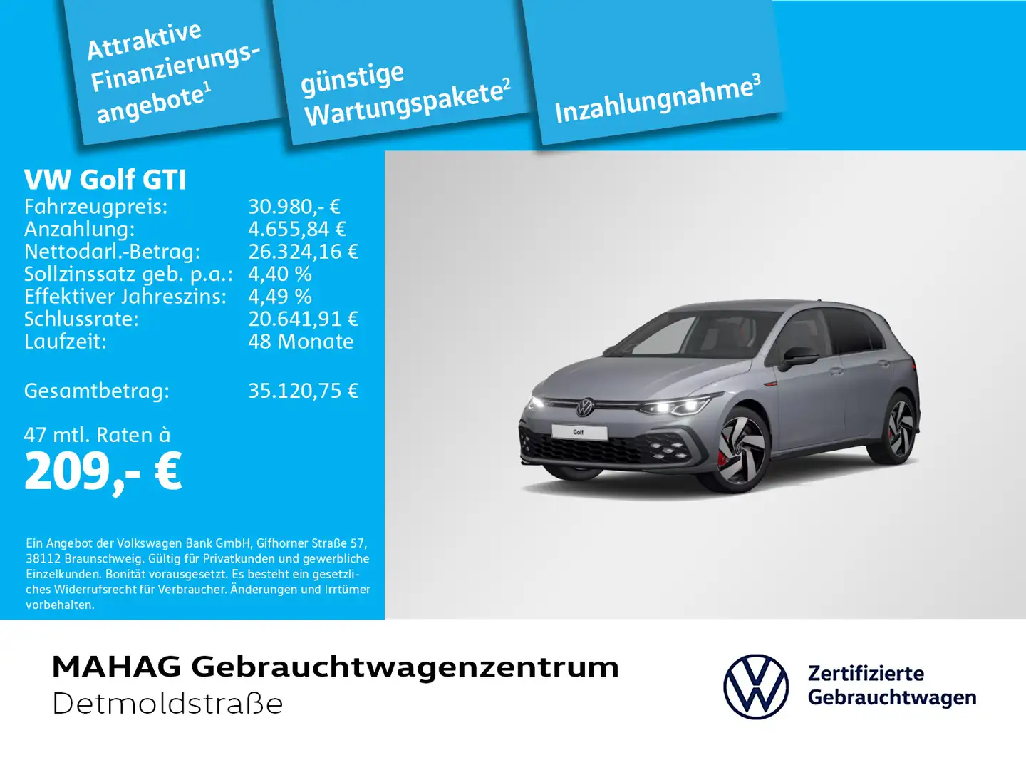 Volkswagen Golf GTI Golf VIII GTI 2.0 TSI BlackStyle IQ.Light Navi P Grau - 1