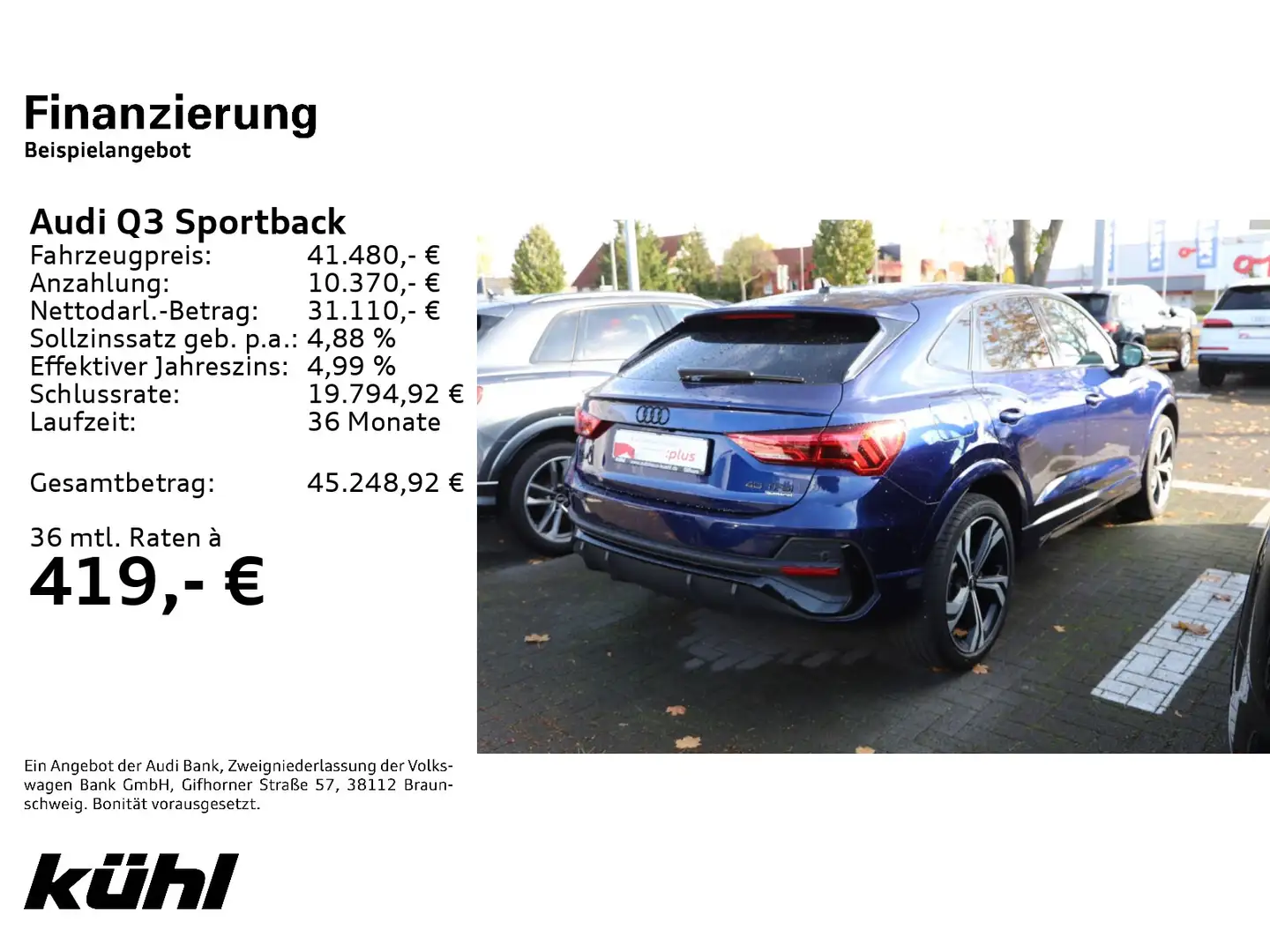 Audi Q3 40 TFSI Q S tronic S line LED/ACC/K Blau - 2