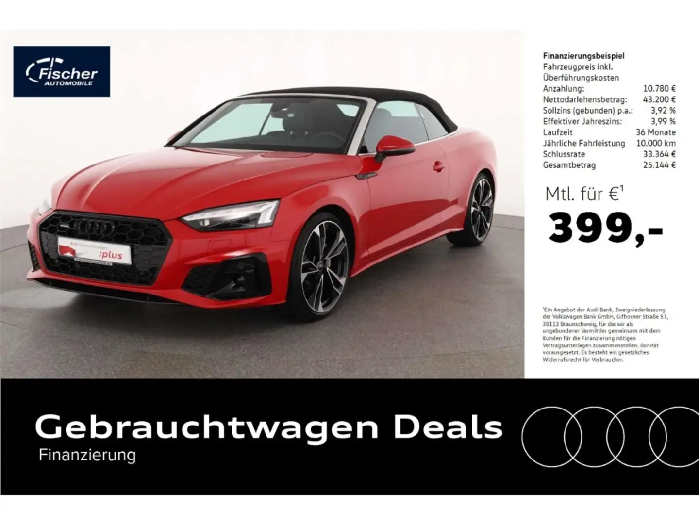 Audi A5 Cabriolet 40 TDI quattro S line Rot - 1