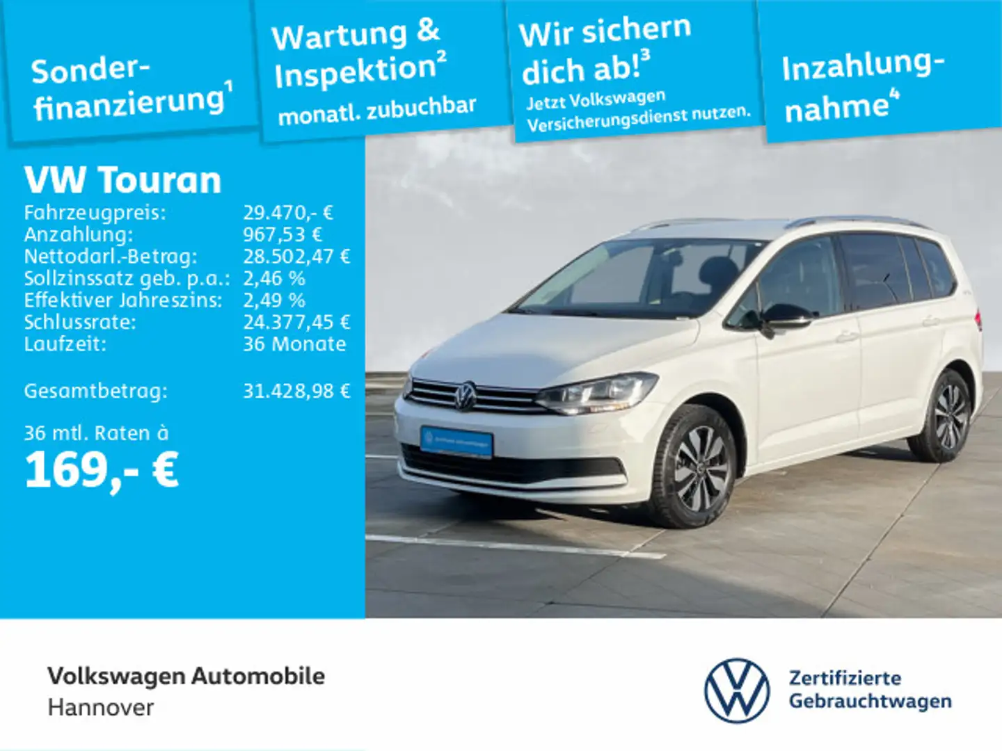 Volkswagen Touran 1.5 TSI  Comfortline Navi 7-Sitzer Kamera Blanc - 1