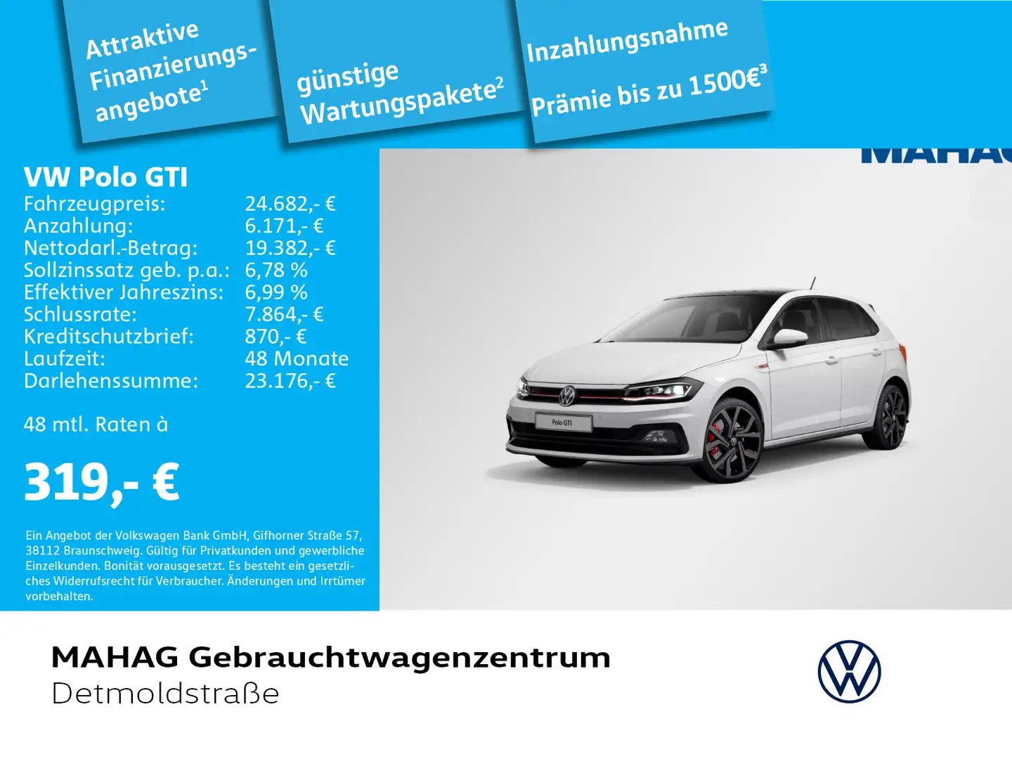Volkswagen Polo GTI 2.0 TSI Navi LED Pano Kamera Alu18Bresc Bílá - 1