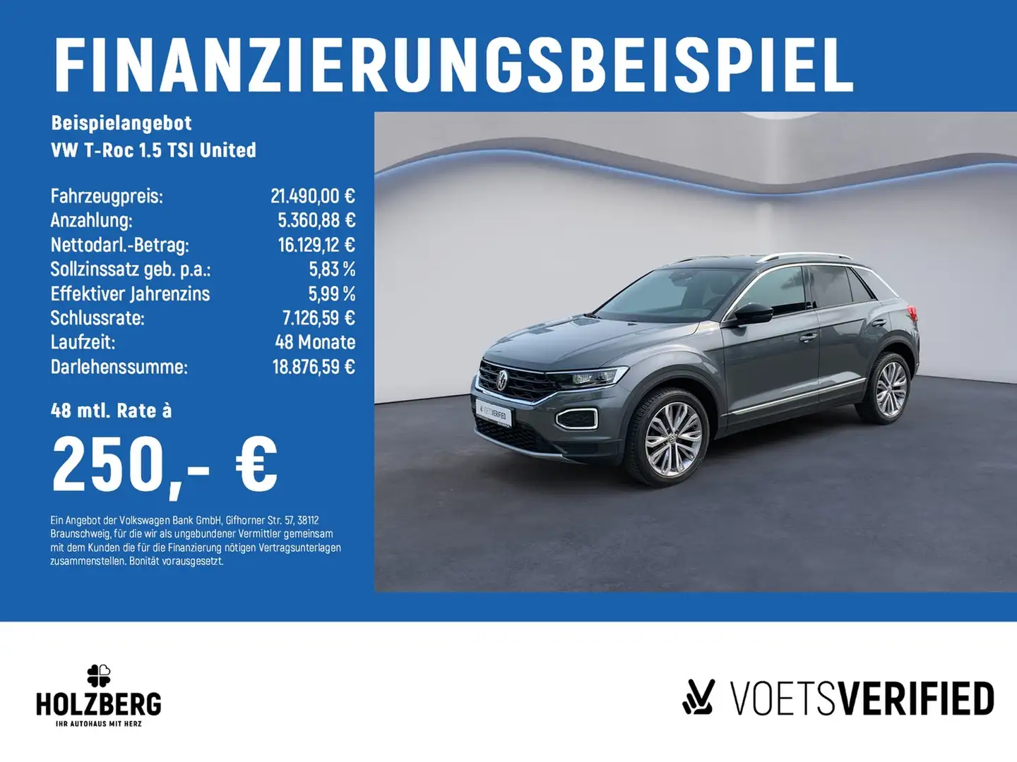 Volkswagen T-Roc 1.5 TSI United LED+ACC+RFK Grau - 2