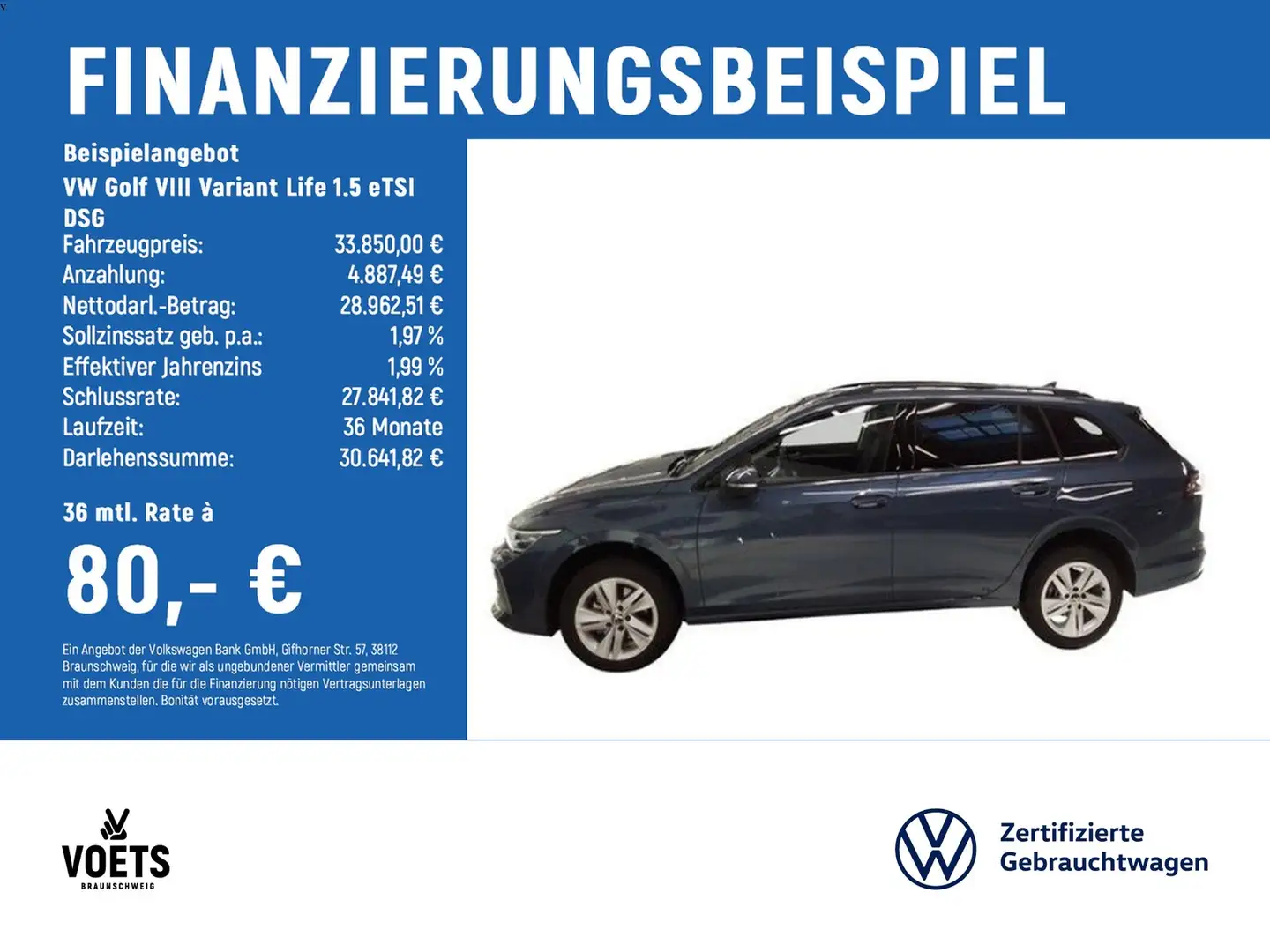 Volkswagen Golf VIII Variant Life 1.5 eTSI DSG Pano+STDHZ Niebieski - 2