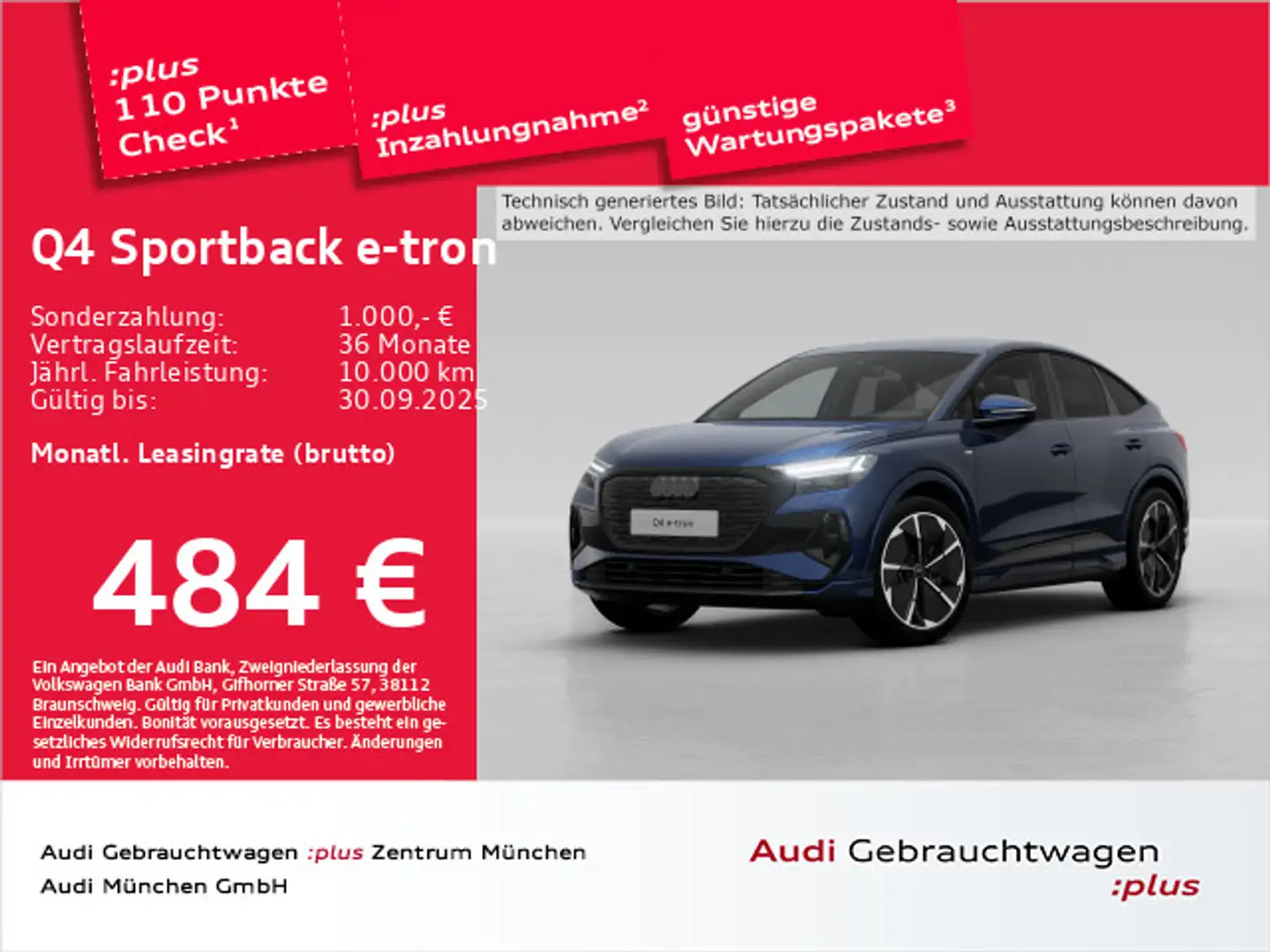 Audi Q4 e-tron 55 qu. S line AHK/21"Zoll/Ma Blau - 1