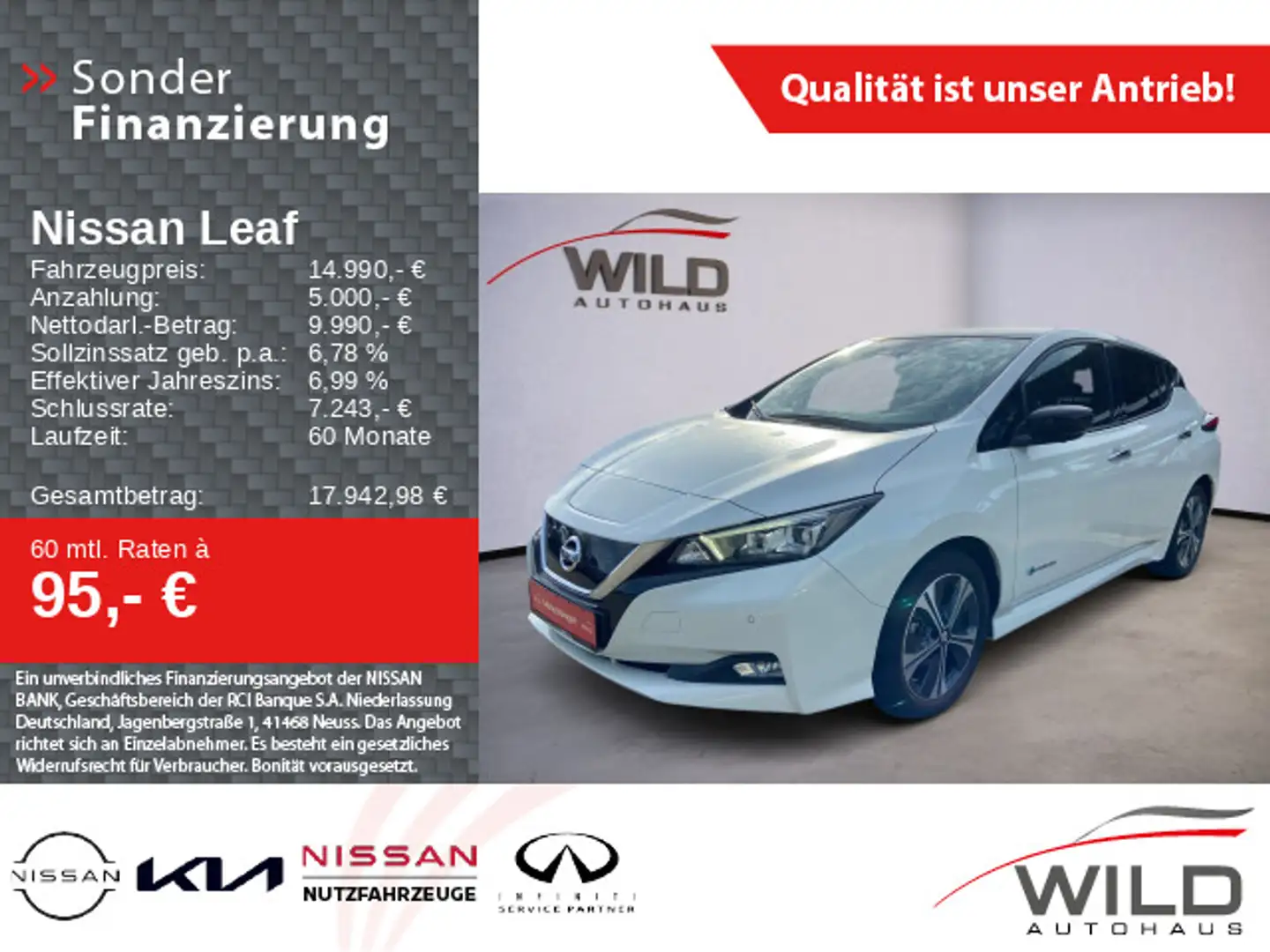 Nissan Leaf 40 kWh N-Connecta, PDC, Cam, Navi, i-Pedal Weiß - 1