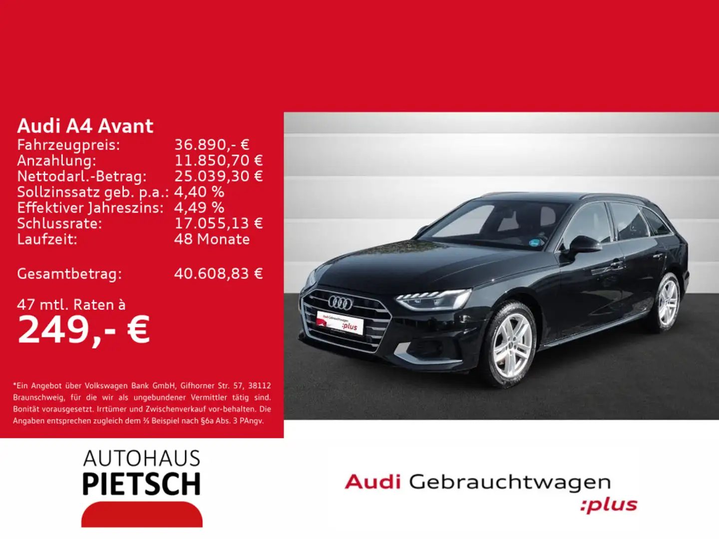 Audi A4 40 TDI advanced LED Pano Keyless Leder Schwarz - 1