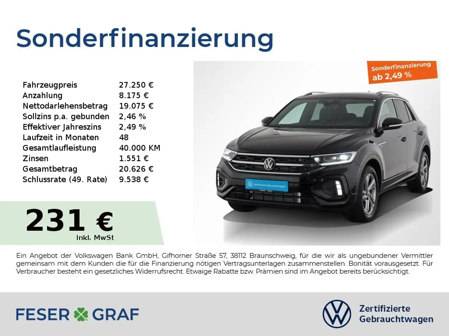 Volkswagen T-Roc 1.0TSI R-Line AHK LED Business+Sport-Paket Schwarz - 1