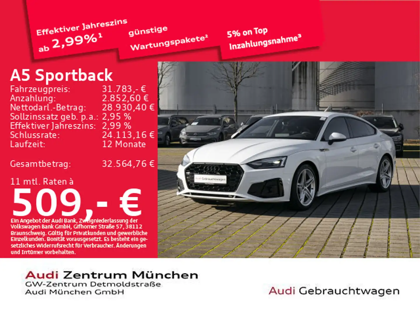 Audi A5 35 TFSI S tronic S line Navi+ Weiß - 1