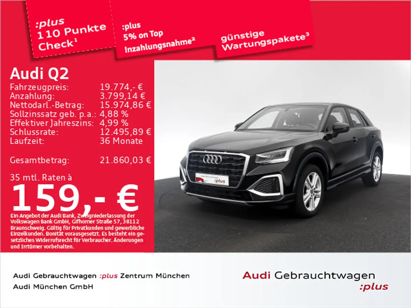 Audi Q2 30 TFSI advanced ACC/Navi+ Schwarz - 1